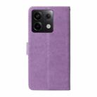 For Xiaomi Poco X6 5G Embossed Butterfly Flowers Leather Phone Case(Purple) - 3
