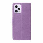 For Xiaomi Poco X5 Pro 5G Embossed Butterfly Flowers Leather Phone Case(Purple) - 3