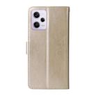 For Xiaomi Poco X5 Pro 5G Embossed Butterfly Flowers Leather Phone Case(Gold) - 3