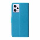 For Xiaomi Poco X5 Pro 5G Embossed Butterfly Flowers Leather Phone Case(Blue) - 3