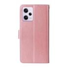 For Xiaomi Poco X5 Pro 5G Embossed Butterfly Flowers Leather Phone Case(Rose Gold) - 3