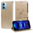 For Xiaomi Poco X5 5G Embossed Butterfly Flowers Leather Phone Case(Gold) - 1