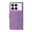 For Xiaomi Poco F6 Pro Embossed Butterfly Flowers Leather Phone Case(Purple) - 3