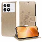 For Xiaomi Poco F6 Pro Embossed Butterfly Flowers Leather Phone Case(Gold) - 1