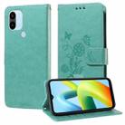 For Xiaomi Poco C50 / C51 Embossed Butterfly Flowers Leather Phone Case(Green) - 1