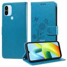 For Xiaomi Poco C50 / C51 Embossed Butterfly Flowers Leather Phone Case(Blue) - 1