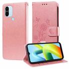 For Xiaomi Poco C50 / C51 Embossed Butterfly Flowers Leather Phone Case(Rose Gold) - 1