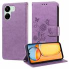 For Xiaomi Poco C65 / M6 5G Embossed Butterfly Flowers Leather Phone Case(Purple) - 1