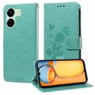 For Xiaomi Poco C65 / M6 5G Embossed Butterfly Flowers Leather Phone Case(Green) - 1