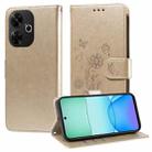 For Xiaomi Poco M6 4G Embossed Butterfly Flowers Leather Phone Case(Gold) - 1