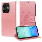 For Xiaomi Poco M6 4G Embossed Butterfly Flowers Leather Phone Case(Rose Gold) - 1