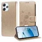 For Xiaomi Poco M6 Pro 5G Embossed Butterfly Flowers Leather Phone Case(Gold) - 1