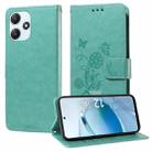 For Xiaomi Poco M6 Pro 5G Embossed Butterfly Flowers Leather Phone Case(Green) - 1