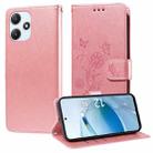 For Xiaomi Poco M6 Pro 5G Embossed Butterfly Flowers Leather Phone Case(Rose Gold) - 1