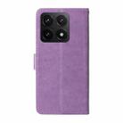 For Xiaomi 14T Embossed Butterfly Flowers Leather Phone Case(Purple) - 3