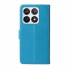 For Xiaomi 14T Pro Embossed Butterfly Flowers Leather Phone Case(Blue) - 3