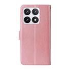 For Xiaomi 14T Pro Embossed Butterfly Flowers Leather Phone Case(Rose Gold) - 3