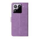 For Xiaomi 15 Pro Embossed Butterfly Flowers Leather Phone Case(Purple) - 3