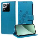 For Xiaomi 15 Pro Embossed Butterfly Flowers Leather Phone Case(Blue) - 1