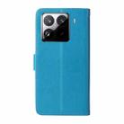 For Xiaomi 15 Pro Embossed Butterfly Flowers Leather Phone Case(Blue) - 3