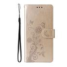 For Redmi 10C / 10 India / 10 Power Embossed Butterfly Flowers Leather Phone Case(Gold) - 2