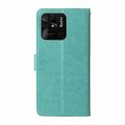 For Redmi 10C / 10 India / 10 Power Embossed Butterfly Flowers Leather Phone Case(Green) - 3