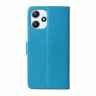 For Redmi 12 5G / 4G / Note 12R Embossed Butterfly Flowers Leather Phone Case(Blue) - 3