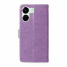 For Redmi 13C 5G / 4G / 13R Embossed Butterfly Flowers Leather Phone Case(Purple) - 3