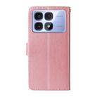 For Redmi K70 Ultra Embossed Butterfly Flowers Leather Phone Case(Rose Gold) - 3