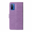 For Redmi Note 9 4G / 10X 4G Embossed Butterfly Flowers Leather Phone Case(Purple) - 3