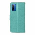 For Redmi Note 9 4G / 10X 4G Embossed Butterfly Flowers Leather Phone Case(Green) - 3