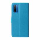 For Redmi Note 9 4G / 10X 4G Embossed Butterfly Flowers Leather Phone Case(Blue) - 3