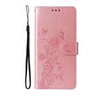 For Redmi Note 9 4G / 10X 4G Embossed Butterfly Flowers Leather Phone Case(Rose Gold) - 2