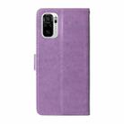 For Redmi Note 10 4G India / 10S 4G Embossed Butterfly Flowers Leather Phone Case(Purple) - 3