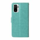 For Redmi Note 10 4G India / 10S 4G Embossed Butterfly Flowers Leather Phone Case(Green) - 3