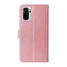 For Redmi Note 10 4G India / 10S 4G Embossed Butterfly Flowers Leather Phone Case(Rose Gold) - 3