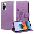 For Redmi Note 10 Pro 4G / Note 10 Pro Max Embossed Butterfly Flowers Leather Phone Case(Purple) - 1