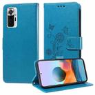 For Redmi Note 10 Pro 4G / Note 10 Pro Max Embossed Butterfly Flowers Leather Phone Case(Blue) - 1