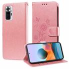 For Redmi Note 10 Pro 4G / Note 10 Pro Max Embossed Butterfly Flowers Leather Phone Case(Rose Gold) - 1