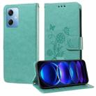 For Redmi Note 12 5G Global Embossed Butterfly Flowers Leather Phone Case(Green) - 1