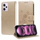 For Redmi Note 12 Pro 5G Global Embossed Butterfly Flowers Leather Phone Case(Gold) - 1