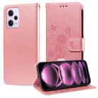 For Redmi Note 12 Pro 5G Global Embossed Butterfly Flowers Leather Phone Case(Rose Gold) - 1