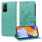 For Redmi Note 12S 4G Global Embossed Butterfly Flowers Leather Phone Case(Green) - 1