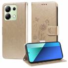 For Redmi Note 13 4G Embossed Butterfly Flowers Leather Phone Case(Gold) - 1