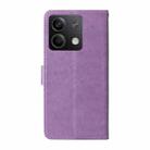 For Redmi Note 13 5G Embossed Butterfly Flowers Leather Phone Case(Purple) - 3