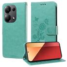 For Redmi Note 13 Pro 4G Embossed Butterfly Flowers Leather Phone Case(Green) - 1