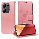 For Redmi Note 13 Pro 4G Embossed Butterfly Flowers Leather Phone Case(Rose Gold) - 1