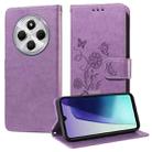 For Redmi 14C Embossed Butterfly Flowers Leather Phone Case(Purple) - 1