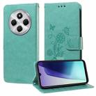 For Redmi 14C Embossed Butterfly Flowers Leather Phone Case(Green) - 1