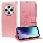 For Redmi 14C Embossed Butterfly Flowers Leather Phone Case(Rose Gold) - 1